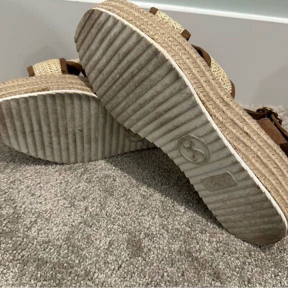 Sam & Libby Brown and Cream Wedge Sandals - Picture 6 of 6